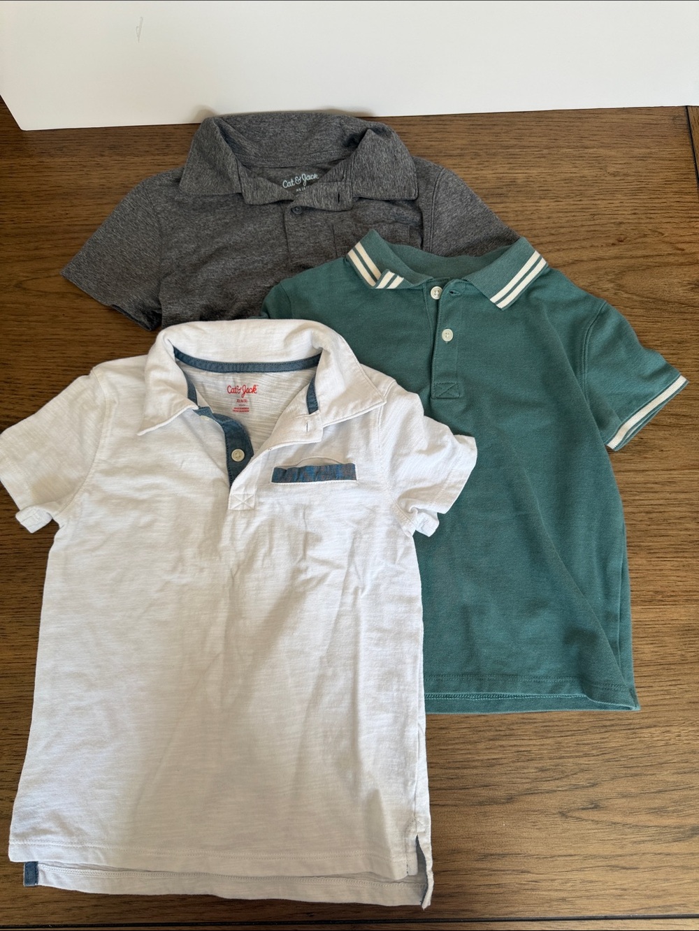 Cat & Jack Boys' Polo Shirts in White, Teal & Gray